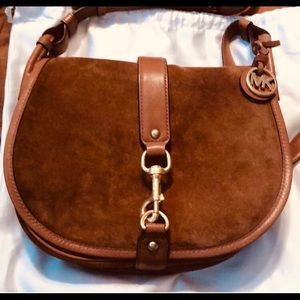 Michael Kors Brown Suede Saddle Bag